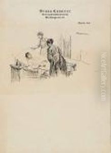 Die Beiden Damen Am Krankenbett Flavios by Max Liebermann