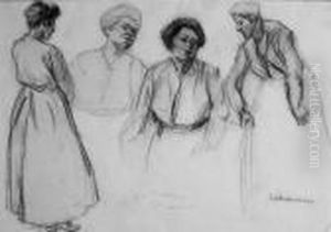 Figurenstudien Zur Judengasse by Max Liebermann