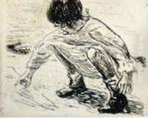 Fille Accroupie by Max Liebermann