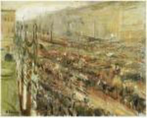 Einzug Der Truppen Auf Dem Pariser Platz (entrance Of The Troopsinto Pariser Platz) by Max Liebermann