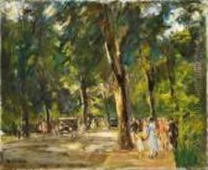 Die Grose Seestrase In Wannsee Mit Spaziergangern