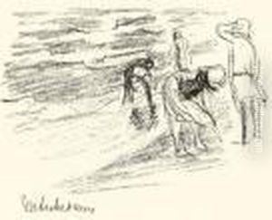 Kinder Am Strand by Max Liebermann