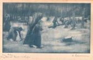 Schabkunstmanier, Auf Gelblichem Maschinenbutten by Max Liebermann