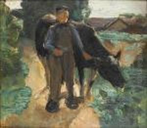 A Farmer With His Cow by Max Liebermann