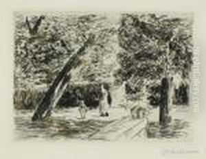 Die Gartenterrasse, Der Gehversuch by Max Liebermann