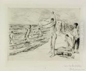 Badende Knaben Im Wind by Max Liebermann
