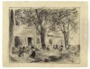 Im Biergarten Des Hofbraukellers In Rosenheim by Max Liebermann
