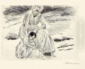 "kind Mit Warterin" by Max Liebermann