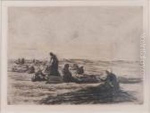 Netzflickerinnen. by Max Liebermann
