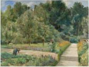 Der Nutzgarten In Wannsee Nach Westen (the Garden In Wannsee To The West) by Max Liebermann