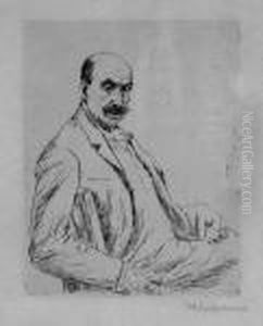 Selbstportrat (kniestuck) by Max Liebermann