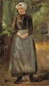 Stehendes Hollandisches Madchen Mit Gefalteten Handen by Max Liebermann