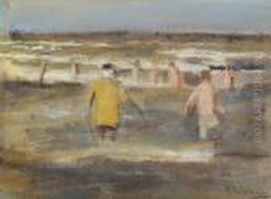 Badende Knaben Mit Badewachter Oder Muschelfischer by Max Liebermann
