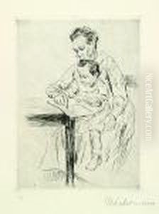 Kind Mit Warterin by Max Liebermann