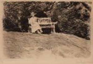 Auf Der Parkbank by Max Liebermann