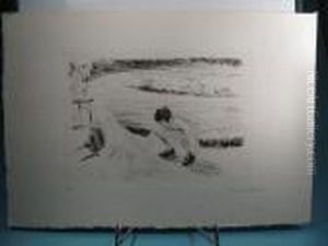 Spielendes Kind Mit Warterin by Max Liebermann