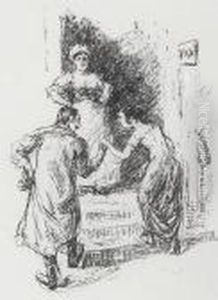 Don Isaak Und Sara Gehen Zu Tisch by Max Liebermann