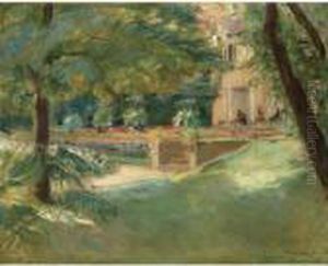 Property From A Private German
Collection
Blick Auf Die Blumenterrasse Im Wannseegarten Nach Sudwesten
(view Of The Flower Terrace In Wannsee Garden To The South-west) by Max Liebermann