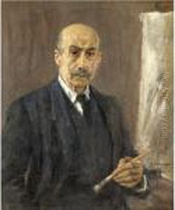 Selbstbildnis Im Anzug Neben Der
 Staffelei (self-portrait Wearing A Suit Standing Next To The Easel)