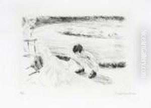 Spielendes Kind Und Warterin. 1921 by Max Liebermann