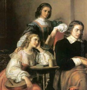 Milton Dictates the Lost Paradise to His Three Daughters detail 1862