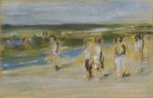 Badende Und Sich Ankleidende Knaben Am Strand Von Nordwijk. 1912 by Max Liebermann