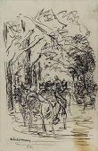 Figures In A Cafe by Max Liebermann