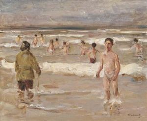 Badende Knaben Im Meer by Max Liebermann