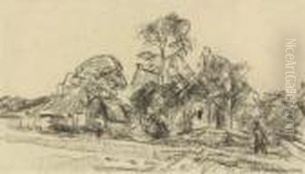 Landschaft Mit Bauernhauser Unter Baumen. - view 1