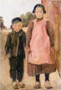 Junge Und Madchen Auf Der Dorfstrasse (boy And Girl On The Village Road) by Max Liebermann