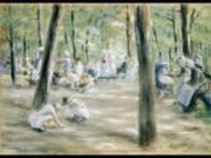 Kinderspielplatz Im Berliner Tiergarten by Max Liebermann