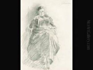 Lesende - Martha Liebermann, Die Frau Des Kunstlers by Max Liebermann