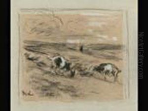 Grasende Ziegen In Den Dunen by Max Liebermann