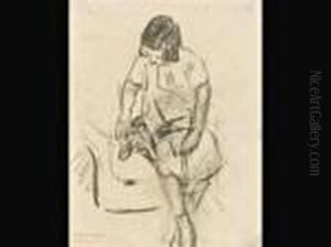 Maria, Die Enkelin Liebermanns Mit Dem Dackel Nicki by Max Liebermann