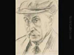 Selbstbildnis Mit Schirmmutze by Max Liebermann