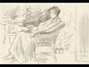 Die Frau Des Kunstlers Im Korbstuhl by Max Liebermann
