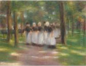 Sonntagnachmittag In Laren - 
Allee Mit Madchen (sunday Afternoon In Laren - Tree-lined Alley With 
Girls) by Max Liebermann