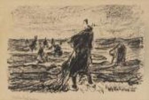 Die Netzflickerinnen. by Max Liebermann
