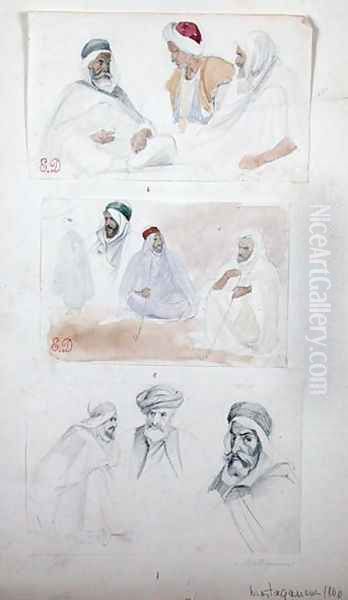 Sketches of Algerian Men at Mostaganem, from Vues et Portrait Faits Pendant la Campagne de Mai 1840, 1840 - view 1