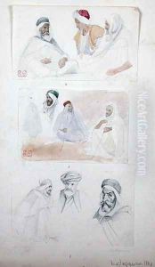 Sketches of Algerian Men at Mostaganem, from Vues et Portrait Faits Pendant la Campagne de Mai 1840, 1840 by Felix Philippoteaux