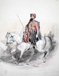 Spahi Commander Bouscarente at Muzayah, from Album Afrique 1835-45, 1840 by Felix Philippoteaux
