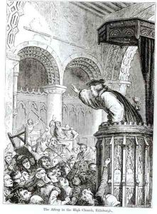 The Affray in the High Church, Edinburgh by Felix Philippoteaux