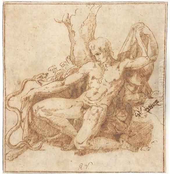 Hercules kneeling before a snake - view 1