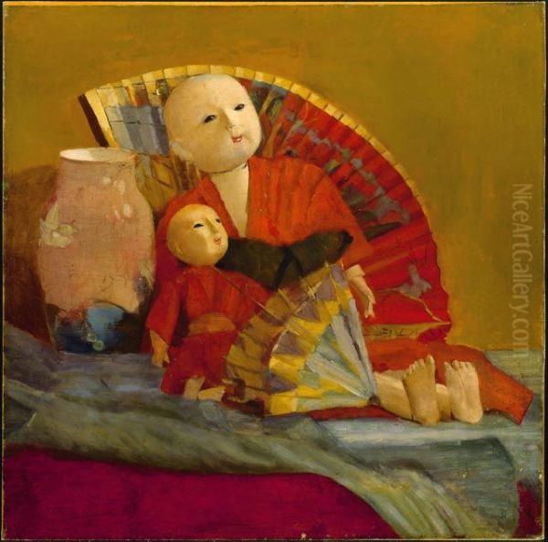 Japanese Dolls and Fan - view 1
