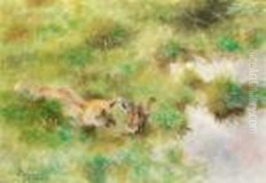 Fox And Mallard by Bruno Andreas Liljefors