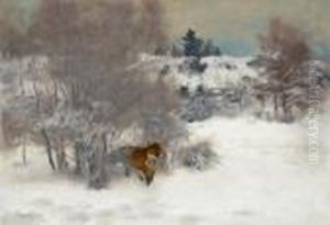 Foxin Winter Landscape by Bruno Andreas Liljefors