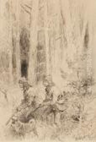 Forest Landscape With Hunters - view 1