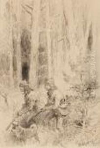 Forest Landscape With Hunters by Bruno Andreas Liljefors