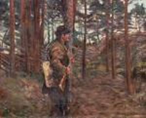 Waldinneres Mit Jager by Bruno Andreas Liljefors