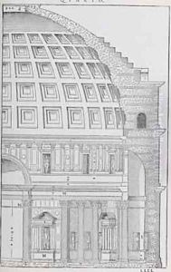 Cross section of the Pantheon, illustration from a facsimile copy of I Quattro Libri dellArchitettura written by Palladio, originally published 1570 Cross section of the Pantheon, illustration from a facsimile copy of I Quattro Libri dellArchitettura written by Palladio, originally published 1570